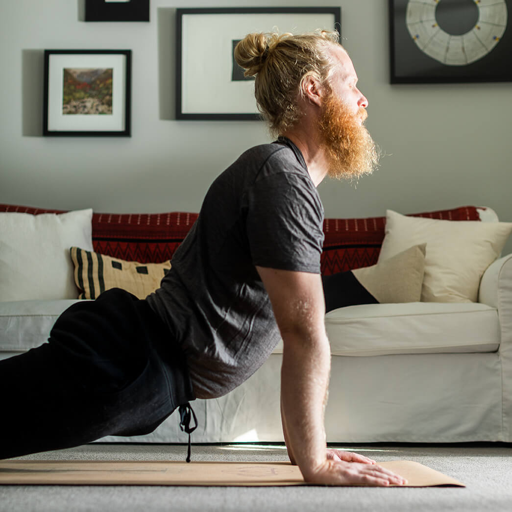 Up dog on Cork yoga mat