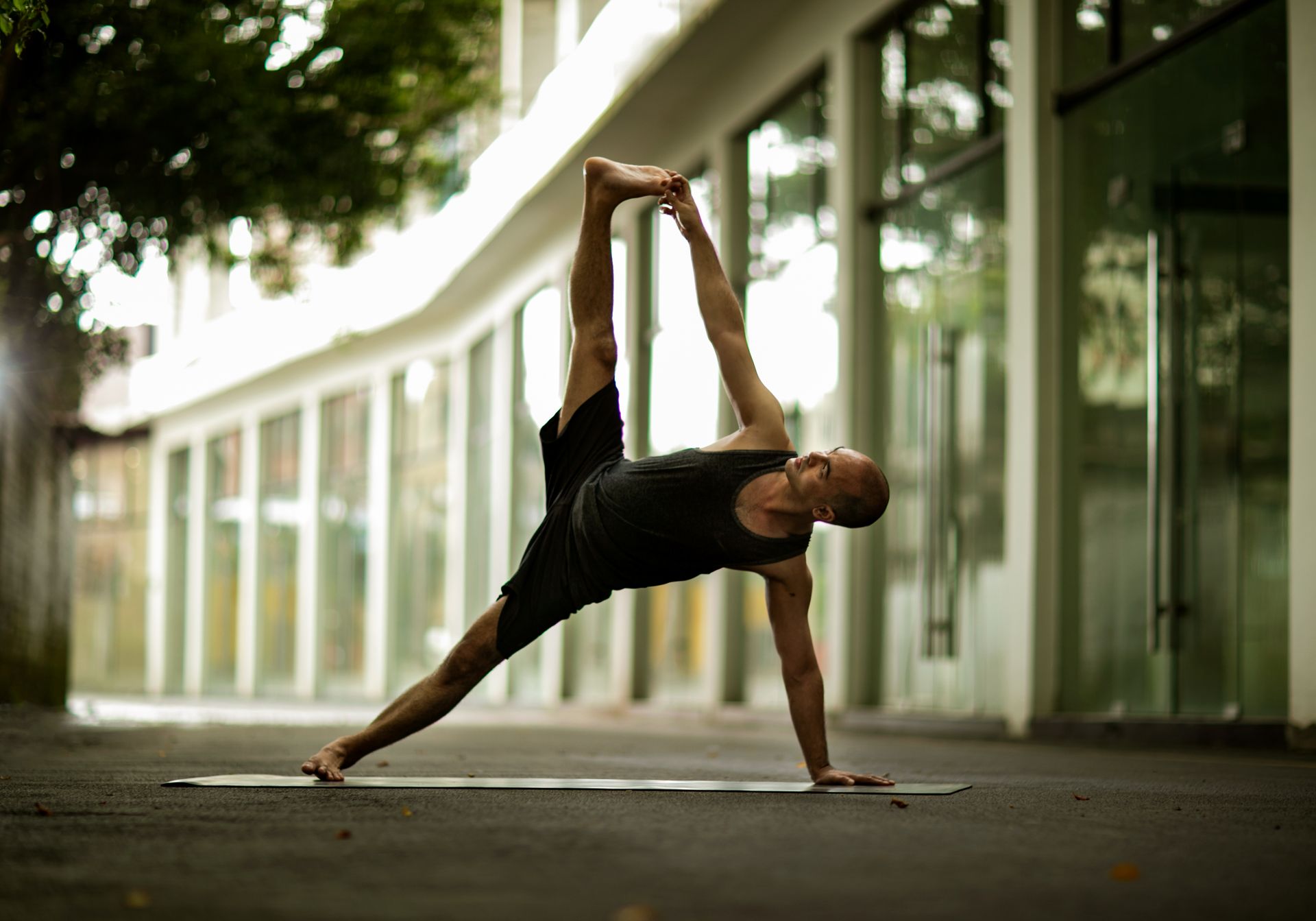 Yogi demonstrating modified side plank