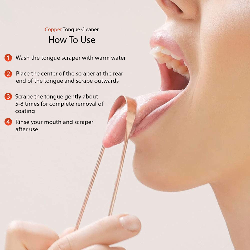 Tongue scraper with instructions